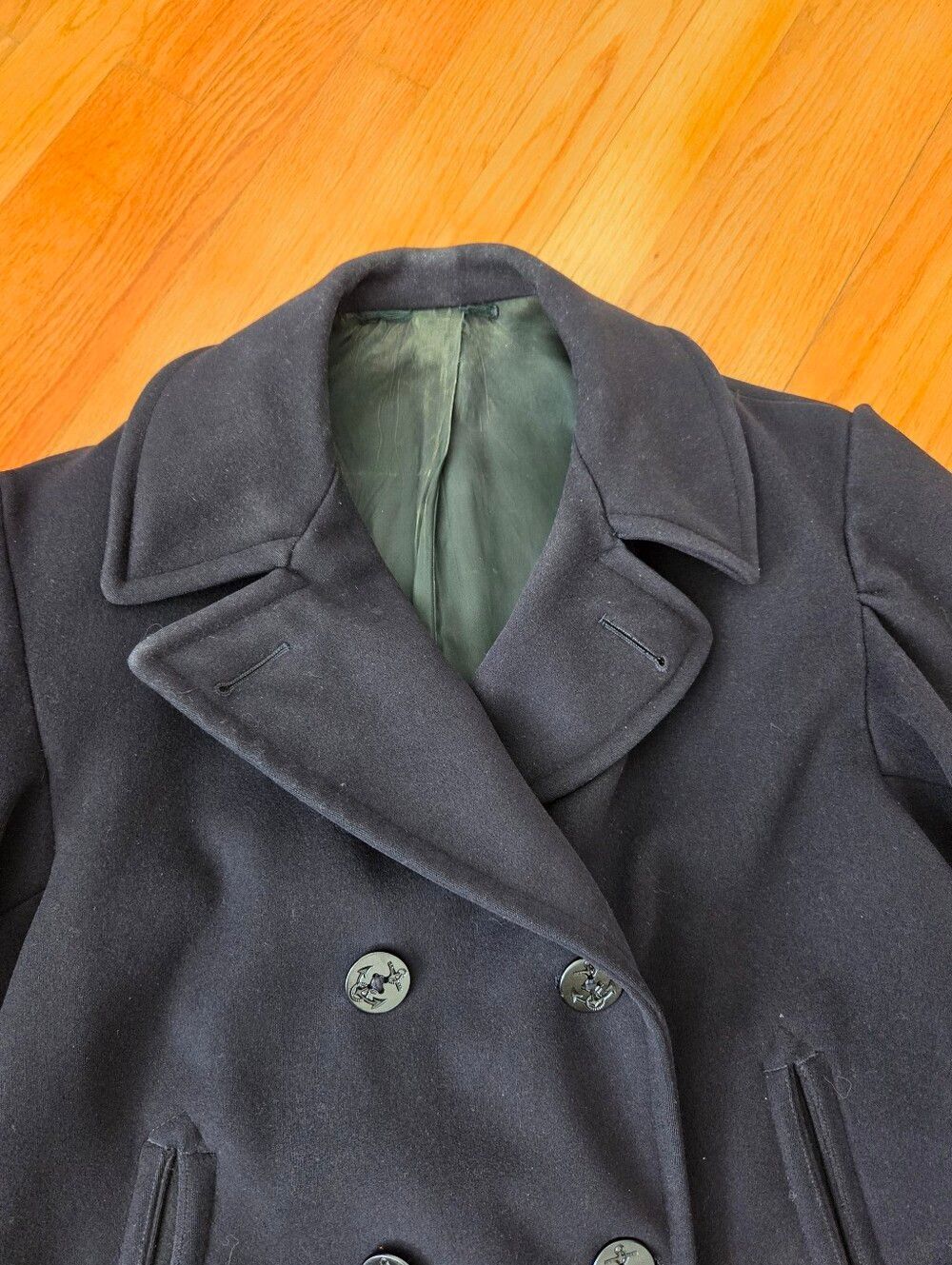 Vintage 1950s US Navy Peacoat Naval Clothing Depot Wool Double Breasted Coat S/S - Picture 6 of 15